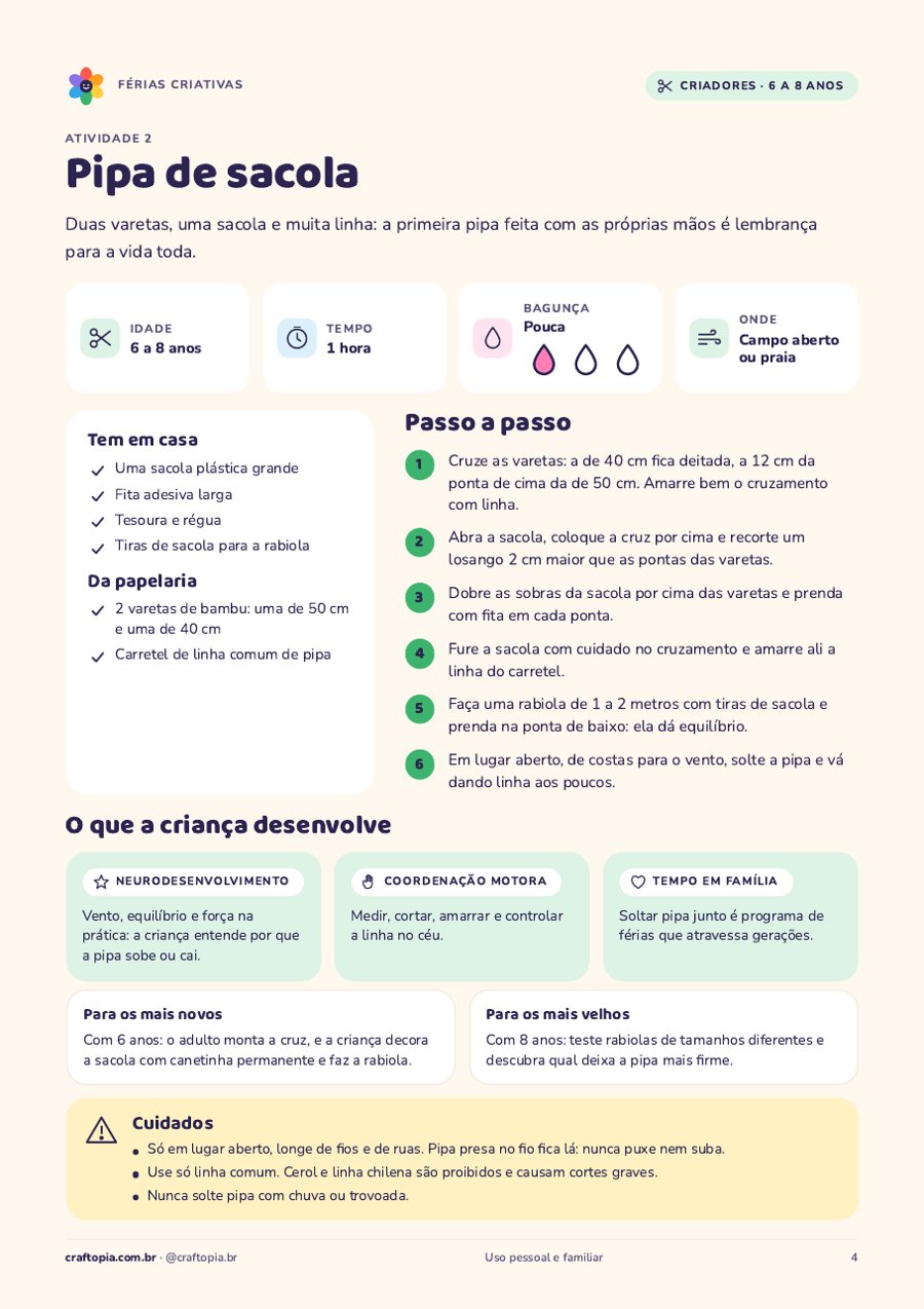 Página 3 de amostra de Férias criativas para criadores