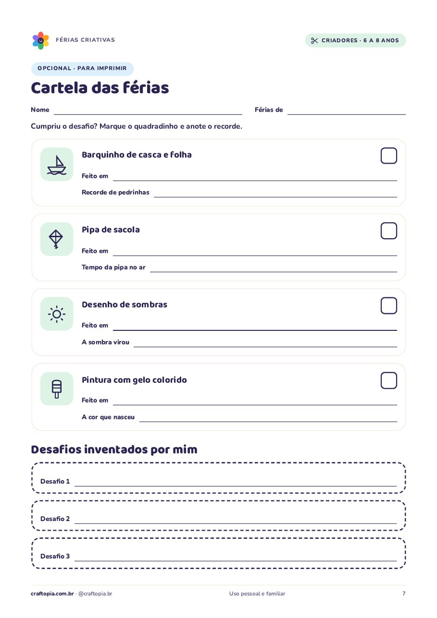 Página 4 de amostra de Férias criativas para criadores