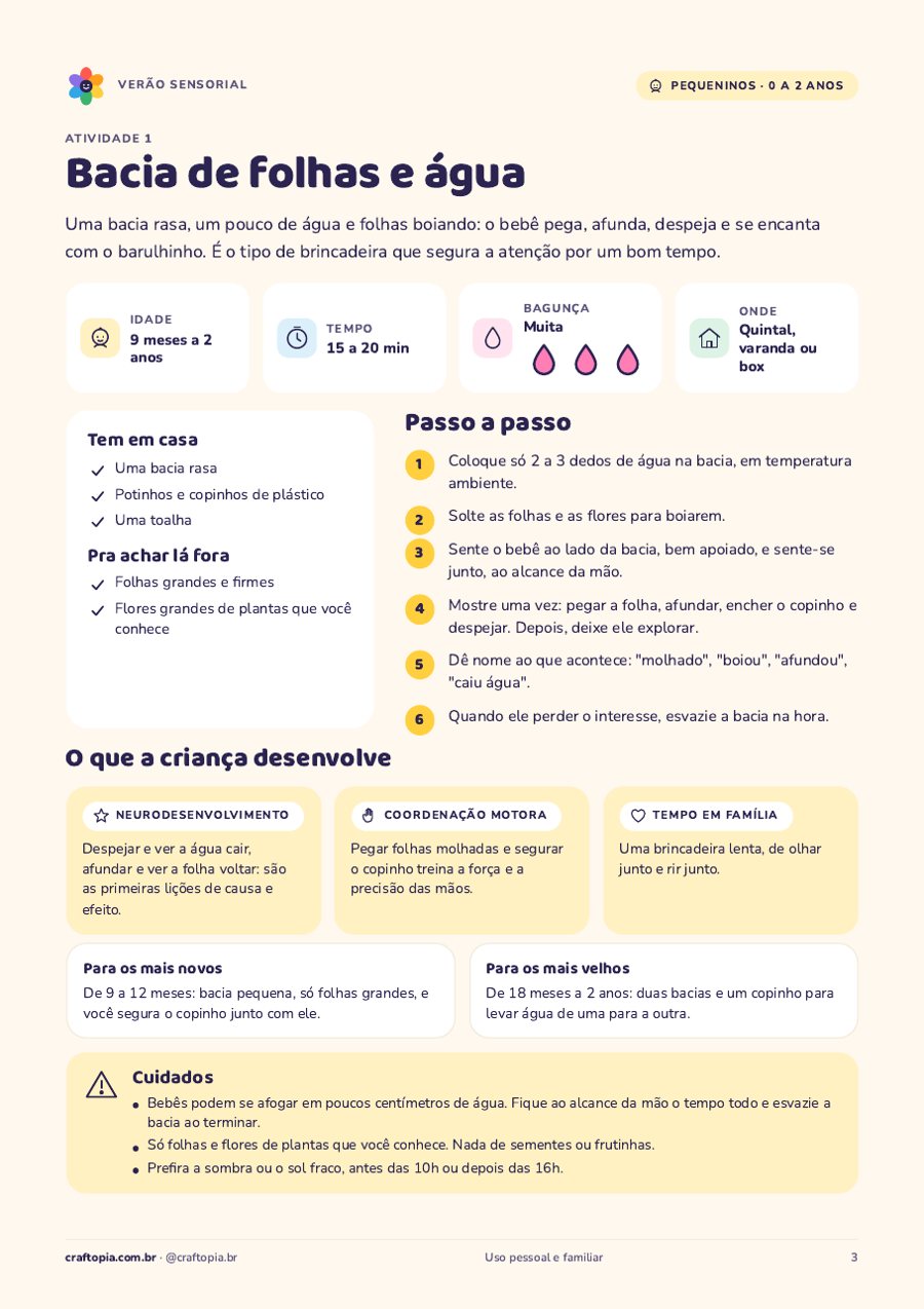 Página 2 de amostra de Verão sensorial dos pequeninos