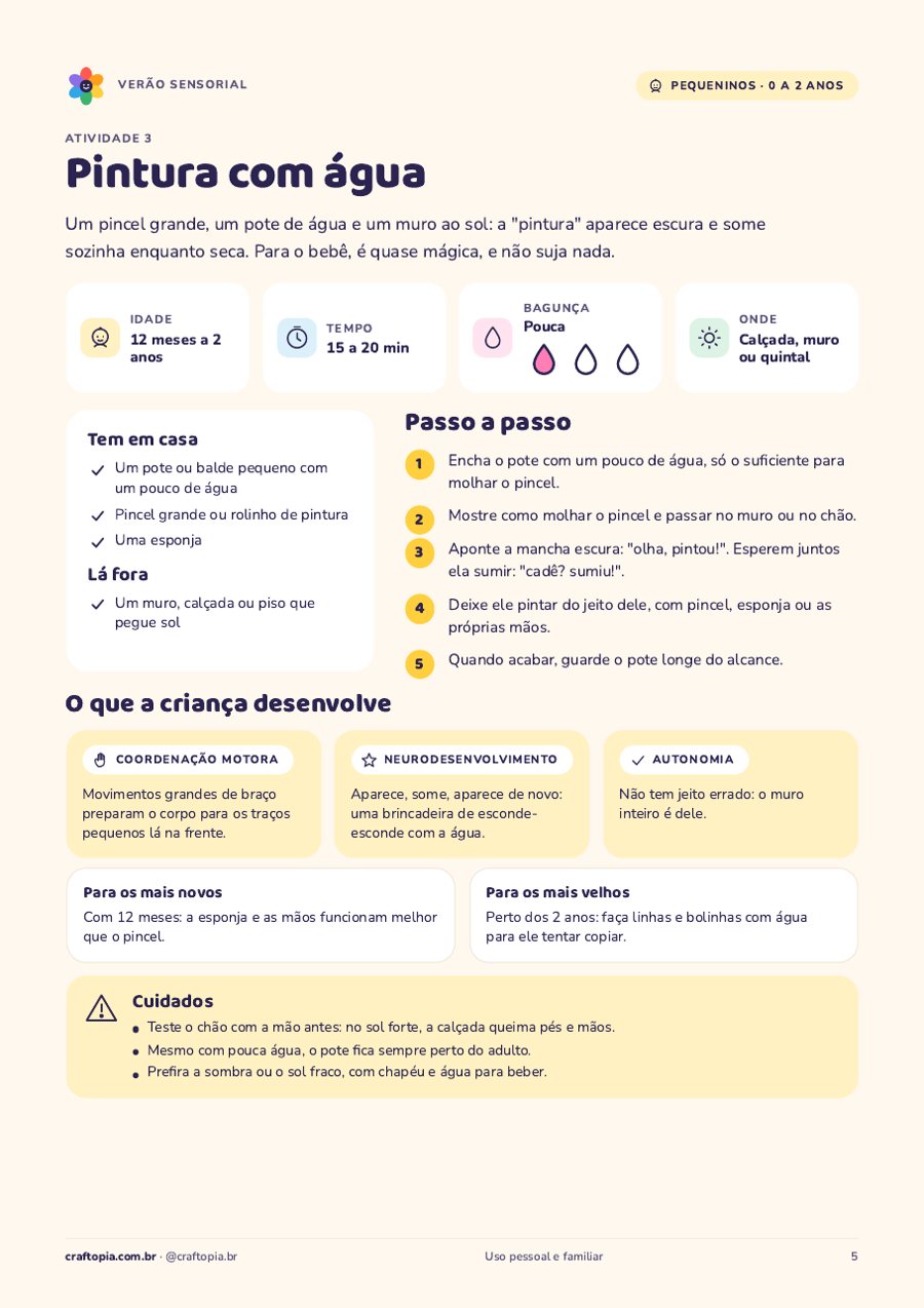Página 4 de amostra de Verão sensorial dos pequeninos